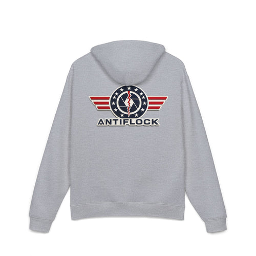 Patriotic 'ANTIFLOCK' Hoodie – Vintage Flag Wings Graphic