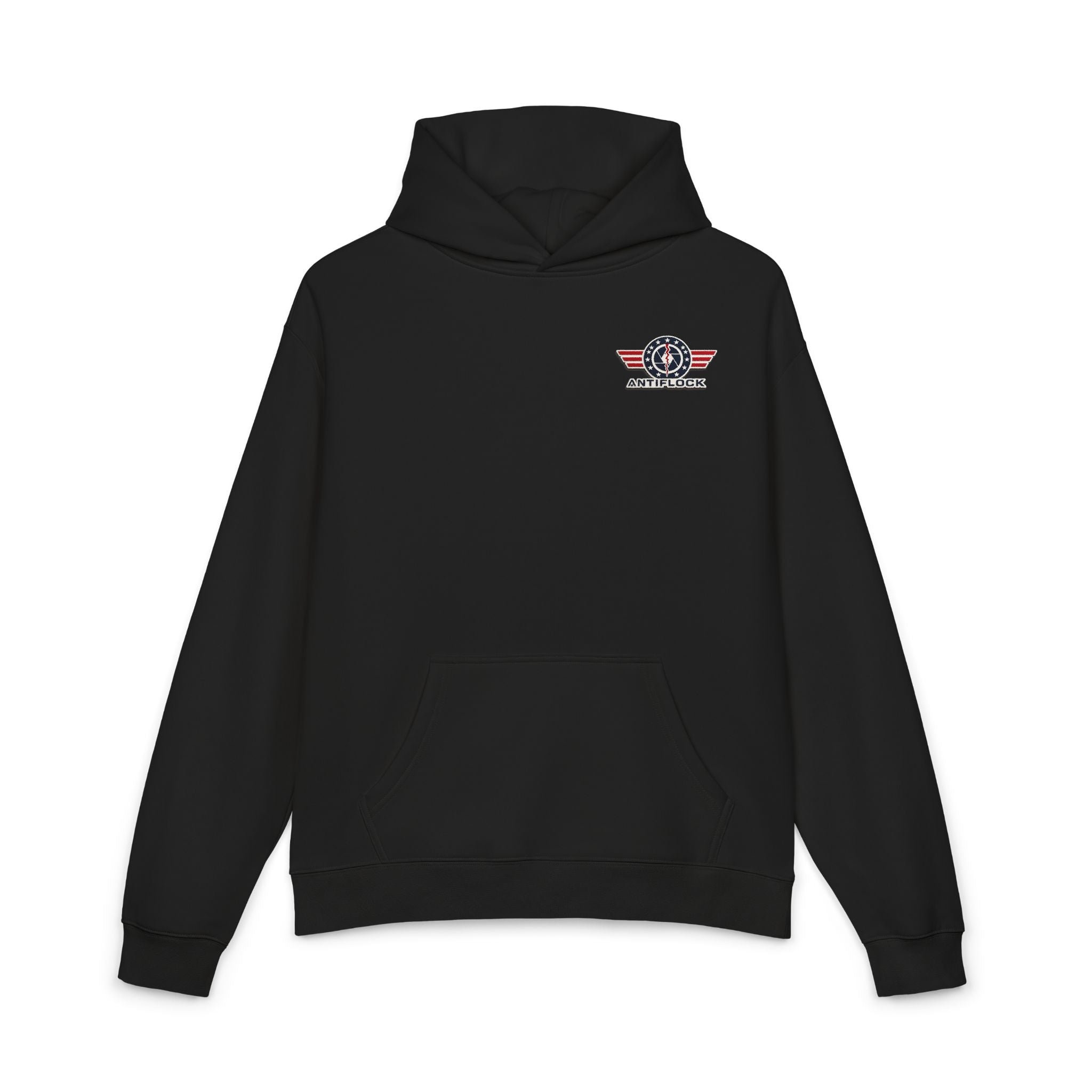 Patriotic 'ANTIFLOCK' Hoodie – Vintage Flag Wings Graphic