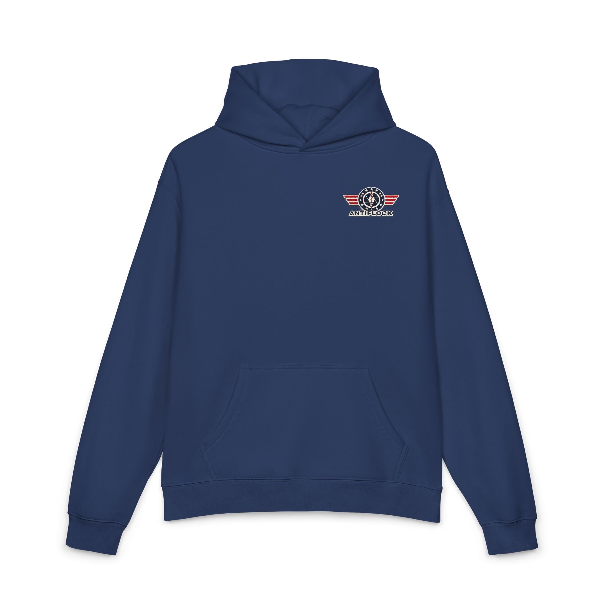 Patriotic 'ANTIFLOCK' Hoodie – Vintage Flag Wings Graphic